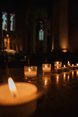Easter Vigil Candles in a Dark Church