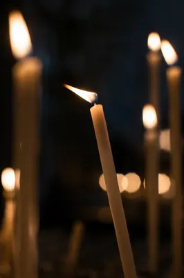 Easter Vigil Candles in Dark Church