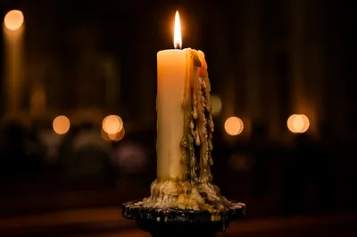 Easter Vigil Candle in Dark Church