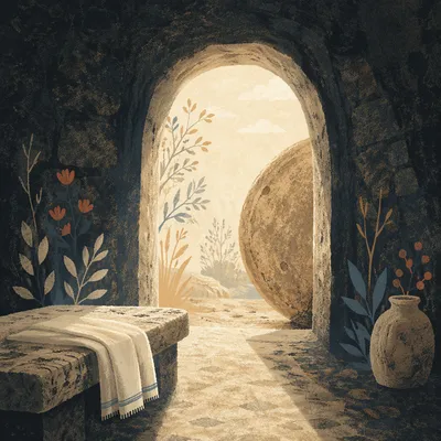Empty Tomb Doorway in Morning Light