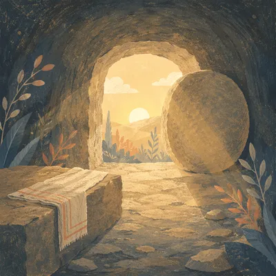 Empty Tomb at Golden Easter Dawn