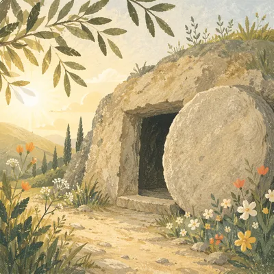 Empty Garden Tomb in Easter Morning Light