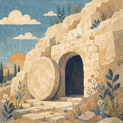 Empty Tomb at Dawn Morning Light