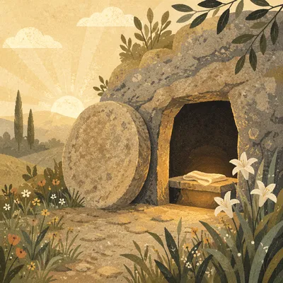 Easter Morning Empty Tomb at Sunrise
