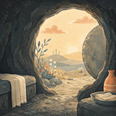 Empty Tomb at Easter Morning Light