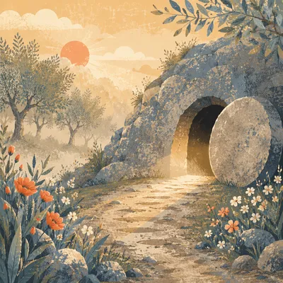 Empty Tomb at Easter Morning Light