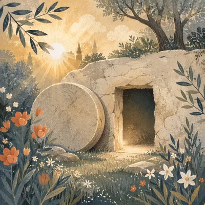 Empty Tomb at Easter Morning Dawn