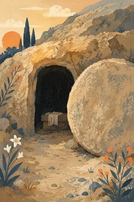 Empty Tomb at Easter Morning Light