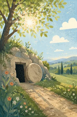 Empty Tomb at Peaceful Easter Sunrise