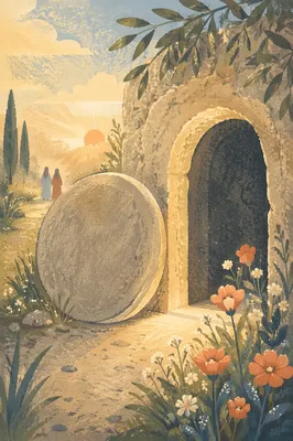 Empty Tomb at Peaceful Easter Dawn