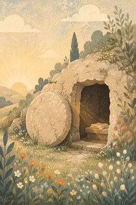 Empty Tomb at Peaceful Easter Dawn