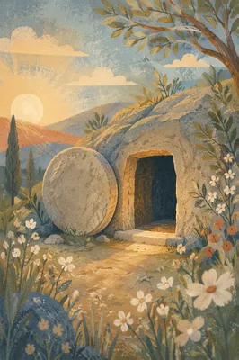 Empty Tomb at Dawn in Spring