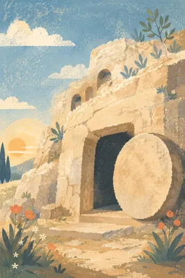 Empty Tomb at Dawn Morning Light
