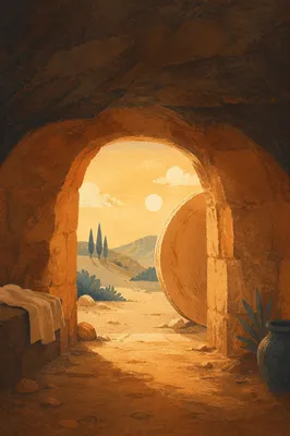 Empty Tomb at Dawn Morning Light