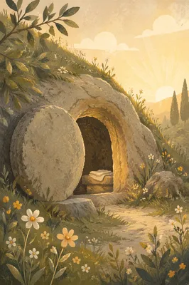Empty Easter Tomb in Morning Light