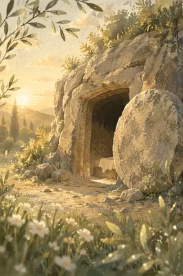 Empty Tomb at Golden Easter Dawn