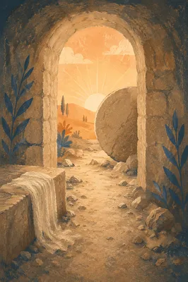 Empty Tomb Entrance in Morning Light