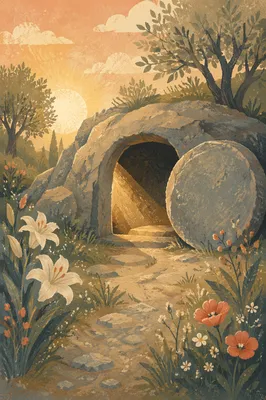 Empty Tomb at Easter Morning Dawn