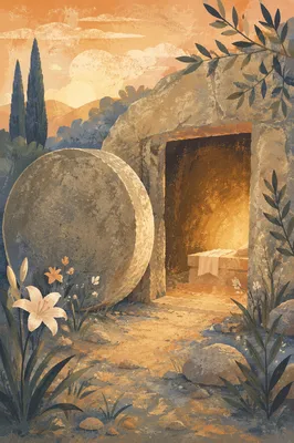Empty Tomb at Golden Easter Dawn