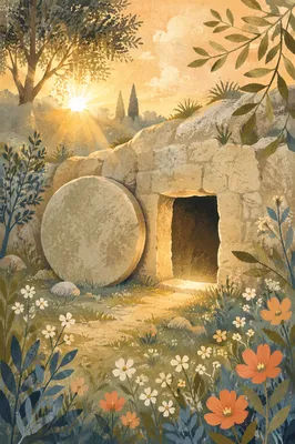 Empty Tomb at Easter Morning Dawn