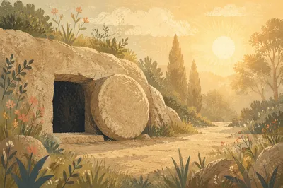 Empty Tomb at Peaceful Sunrise