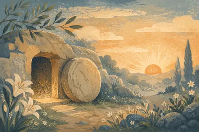 Easter Empty Tomb at Sunrise