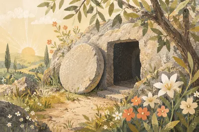 Empty Garden Tomb at Easter Dawn