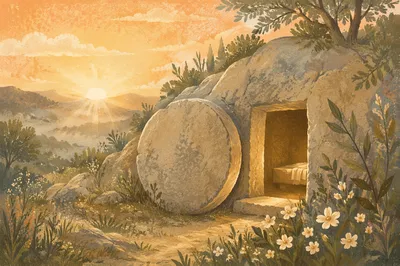 Empty Tomb at Dawn in Spring