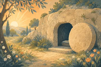 Empty Tomb at Spring Dawn Light