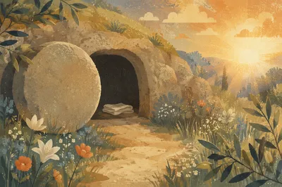 Empty Garden Tomb in Easter Morning Light