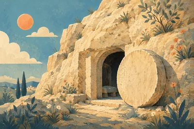 Empty Tomb at Dawn Morning Light