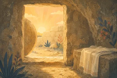 Empty Tomb at Easter Morning Light
