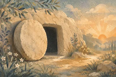 Empty Garden Tomb at Easter Sunrise