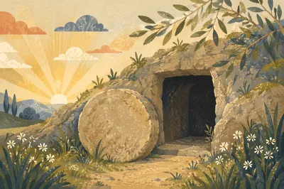Empty Garden Tomb in Easter Sunrise