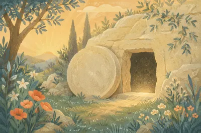 Easter Empty Tomb in Golden Morning Light