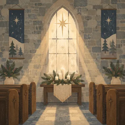 Epiphany Star Window Light in Church