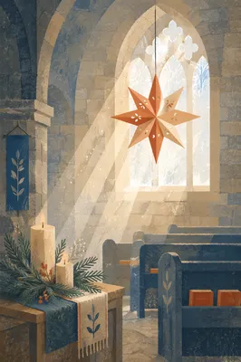 Epiphany Star in Church Window Light
