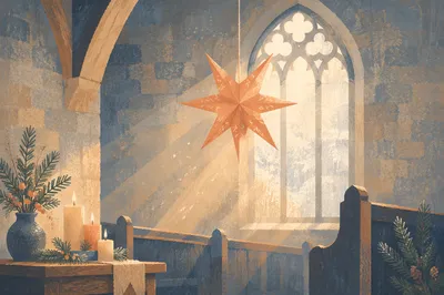 Epiphany Star in Church Window Light