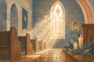 Epiphany Star Light in Church Window