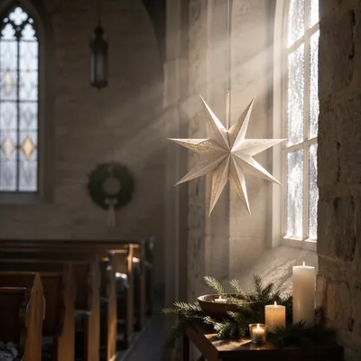Epiphany Star in Church Window Light