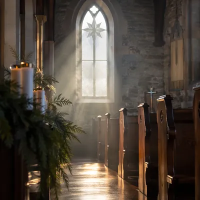 Epiphany Star Window Light in Church