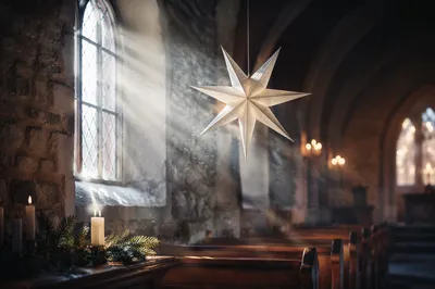 Epiphany Star in Church Window Light