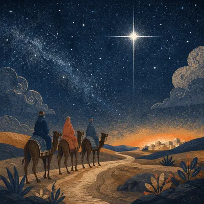 Epiphany Star Over Desert Travelers