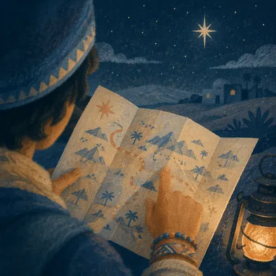 Winter Traveler Guided by Epiphany Star