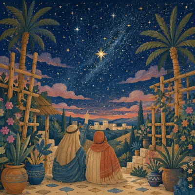 Guiding Star Over Tropical Night Journey