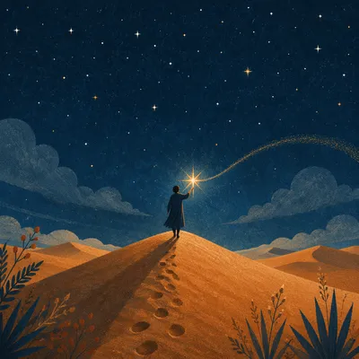 Guiding Star Over Desert Night Journey