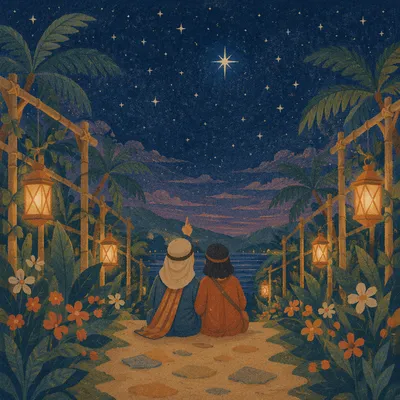 Epiphany Star Over Tropical Night Path