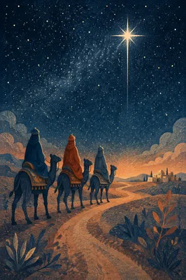 Epiphany Star Over Desert Travelers