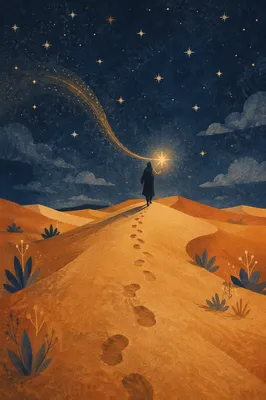 Guiding Star Over Desert Night Journey