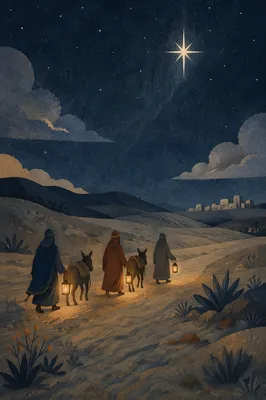 Epiphany Star Guiding Desert Travelers at Night